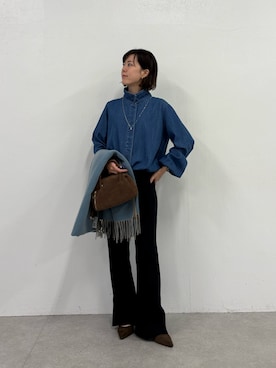 「アイテム（ボストンバッグ）」を使った、Minamiさん（レディース・157cm）の秋コーディネート