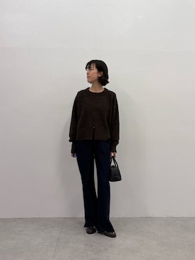 「COLLAGE GALLARDAGALANTE（コラージュガリャルダガランテ）のヤクライクニット/WEB限定カラー展開（ニット/セーター）」を使った、Minamiさん（レディース・157cm）の秋コーディネート