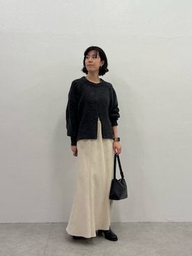 「COLLAGE GALLARDAGALANTE（コラージュガリャルダガランテ）のヤクライクニット/WEB限定カラー展開（ニット/セーター）」を使った、Minamiさん（レディース・157cm）の秋コーディネート