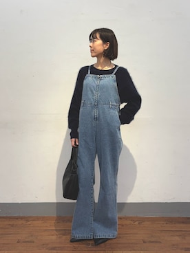 「アイテム（サロペット/オーバーオール）」を使った、Minamiさん（レディース・157cm）の冬コーディネート