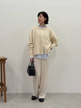 「COLLAGE GALLARDAGALANTE（コラージュガリャルダガランテ）のヤクライクニット/WEB限定カラー展開（ニット/セーター）」を使った、Minamiさん（レディース・157cm）の秋コーディネート