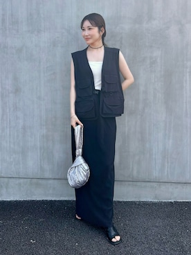 「アイテム（ベスト）」を使った、kaoruozwさん（レディース・167cm）の夏コーディネート
