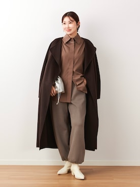 「アイテム（ノーカラーコート）」を使った、kaoruozwさん（レディース・167cm）の秋コーディネート