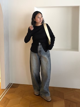 「feepur（フェピュール）のアイテム（デニムパンツ）」を使った、hanaettttyさん（レディース・156cm）の秋コーディネート