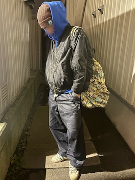 「アイテム（MA-1）」を使った、豆腐さん（メンズ・175cm）の秋コーディネート