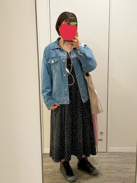 「Honeys（ハニーズ）のアイテム（デニムジャケット）」を使った、Kanamiさん（レディース・158cm）の春コーディネート