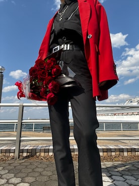 「アイテム（テーラードジャケット、レッド系）」を使った、ゆういちさん（メンズ・163cm）の秋コーディネート