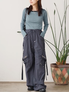 「アイテム（カーゴパンツ）」を使った、onecoloryさん（レディース・157cm）の秋コーディネート