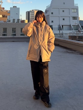 「アイテム（ダウンジャケット/コート、ベージュ系）」を使った、rooptokyo_irさん（レディース・157cm）の冬コーディネート