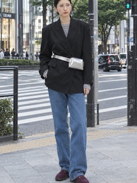 「adidas（アディダス）のadidas/アディダス HANDBALL SPEZIAL LOAFER W スエードアッパー スペツィアル コインローファー 2026秋冬 秋物（ローファー、パープル系）」を使った、rooptokyo_irさん（レディース・160cm）の秋コーディネート