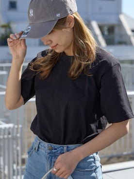「PRO CLUB （プロクラブ）のアイテム（Tシャツ/カットソー）」を使った、onecoloryさん（レディース・157cm）の夏コーディネート
