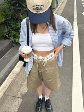 「アイテム（チノパンツ）」を使った、onecoloryさん（レディース・157cm）の夏コーディネート