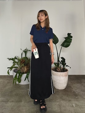 「アイテム（ポロシャツ）」を使った、onecoloryさん（レディース・157cm）の夏コーディネート
