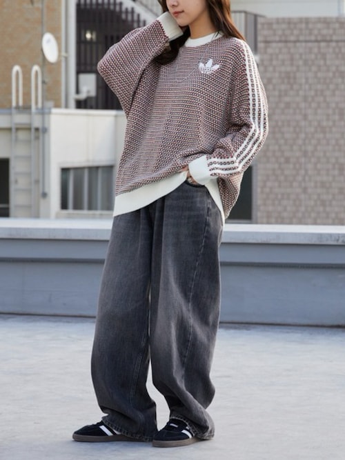 adidas/アディダス KNIT SWEATER オーバーサイズ トレフォイルロゴ