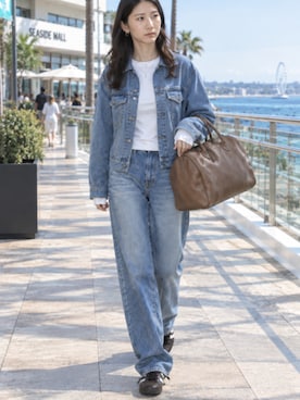 「YOUNG&OLSEN The DRYGOODS STORE（ヤングアンドオルセン）のYOUNG & OLSEN/ヤングアンドオルセン EMBOSSED LEATHER D BOSTON M ボストンバッグ 2026年 夏 夏服（ボストンバッグ、ブラウン系）」を使った、rooptokyo_irさん（レディース・160cm）の秋コーディネート