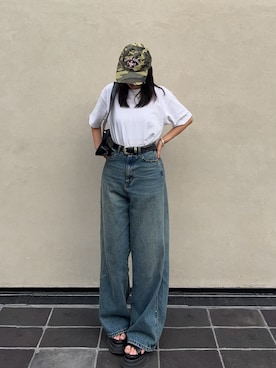 「アイテム（キャップ）」を使った、onecoloryさん（レディース・157cm）の夏コーディネート