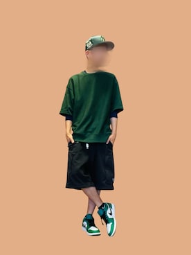 「GU（ジーユー）のアイテム（スウェット、グリーン系）」を使った、369(弥勒)さん（メンズ・162cm）の夏コーディネート