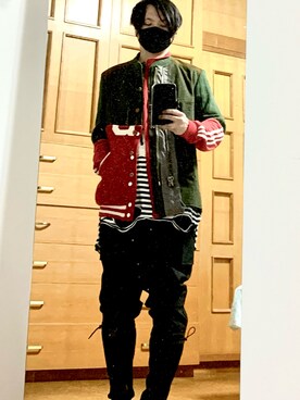 「glamb（グラム）のアイテム（カーゴパンツ）」を使った、kiriki69さん（メンズ・168cm）の冬コーディネート