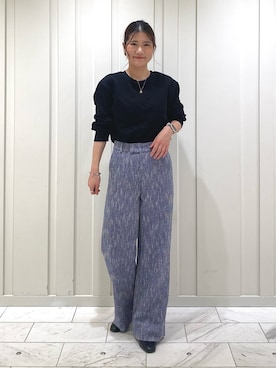 「ブルー×ブラック」｜「アイテム（ブルゾン）」を使った、YUMEさん（レディース・158cm）の冬コーディネート