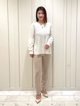 「春ニット」｜「アイテム（その他アウター）」を使った、YUMEさん（レディース・158cm）の春コーディネート