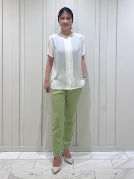 「タックイン」｜「アイテム（スーツジャケット）」を使った、YUMEさん（レディース・158cm）の春コーディネート