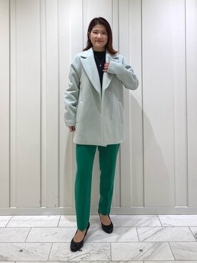 「テーラードコート」｜YUMEさん（レディース・158cm）の冬コーディネート