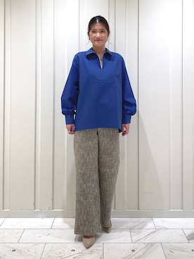 「ツイードパンツ」｜「アイテム（その他）」を使った、YUMEさん（レディース・158cm）の冬コーディネート