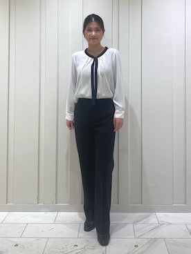 「ボウタイ」｜「アイテム（その他）」を使った、YUMEさん（レディース・158cm）の冬コーディネート