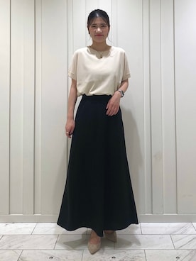 「マキシスカート」｜「アイテム（ワンピース/ドレス）」を使った、YUMEさん（レディース・158cm）の春コーディネート