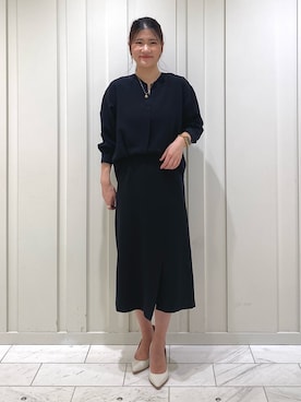 「黒ワンピ」｜「アイテム（その他）」を使った、YUMEさん（レディース・158cm）の冬コーディネート