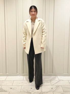 「テーラードコート」｜「アイテム（その他）」を使った、YUMEさん（レディース・158cm）の秋コーディネート