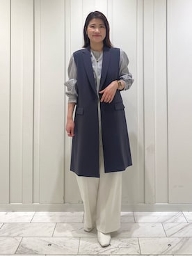 「ホワイト×グレー」｜YUMEさん（レディース・158cm）の春コーディネート