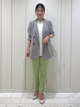 「タックイン」｜「アイテム（スーツジャケット）」を使った、YUMEさん（レディース・158cm）の春コーディネート