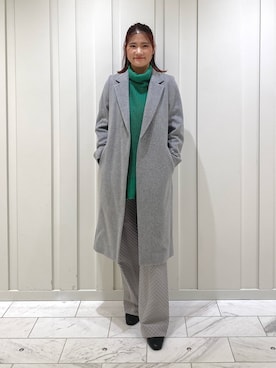「ニットベスト」｜「アイテム（チェスターコート）」を使った、YUMEさん（レディース・158cm）の冬コーディネート