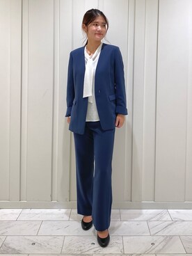 「アイテム（スーツジャケット、グレー系）」を使った、YUMEさん（レディース・158cm）の秋コーディネート