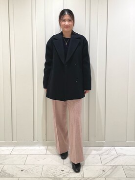 「テーラード」｜「アイテム（ステンカラーコート）」を使った、YUMEさん（レディース・158cm）の秋コーディネート