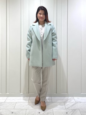「テーラード」｜「アイテム（ステンカラーコート）」を使った、YUMEさん（レディース・158cm）の冬コーディネート
