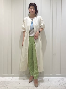 「INDIVI（インディヴィ）の【羽織りとしても!/洗える】2WAYタックワンピース（One piece dress、ホワイト系）」を使った、YUMEさん（レディース・158cm）の夏コーディネート