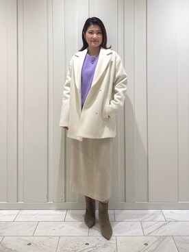 「テーラードコート」｜YUMEさん（レディース・158cm）の冬コーディネート
