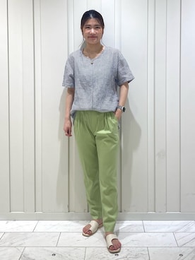 「リネンブラウス」｜「アイテム（その他）」を使った、YUMEさん（レディース・158cm）の春コーディネート