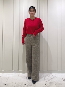 「ツイードパンツ」｜「アイテム（その他）」を使った、YUMEさん（レディース・158cm）の冬コーディネート
