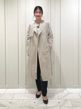 「春コート」｜「アイテム（ノーカラーコート）」を使った、YUMEさん（レディース・158cm）の冬コーディネート