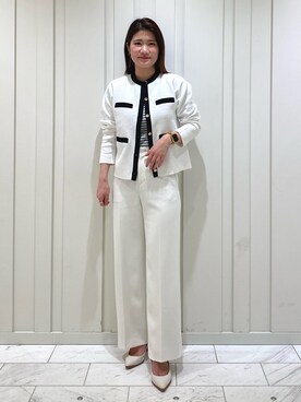 「ハイウエストパンツ」｜「アイテム（その他）」を使った、YUMEさん（レディース・158cm）の春コーディネート