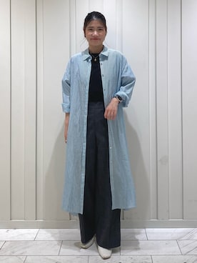 「INDIVI（インディヴィ）の【洗える/接触冷感/学校行事】ブライトストライプワンピース（One piece dress、グリーン系）」を使った、YUMEさん（レディース・158cm）の夏コーディネート