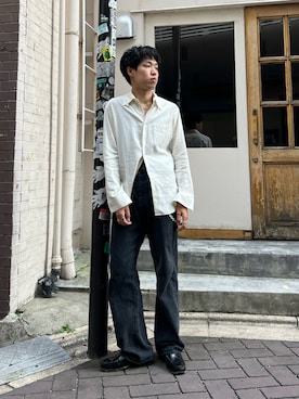 「白シャツ」｜「アイテム（財布/小物）」を使った、yosiさん（メンズ・178cm）の夏コーディネート