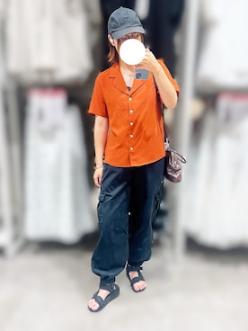 「TRUESelfのアイテム（キャップ、ブラック系）」を使った、りぃむさん（レディース・160cm）の夏コーディネート