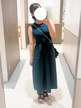 「UNIQLO（ユニクロ）のアイテム（ワンピース/ドレス、グリーン系）」を使った、りぃむさん（レディース・160cm）の夏コーディネート