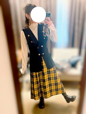 「Bernetのアイテム（その他トップス、ブラック系）」を使った、りぃむさん（レディース・160cm）の春コーディネート