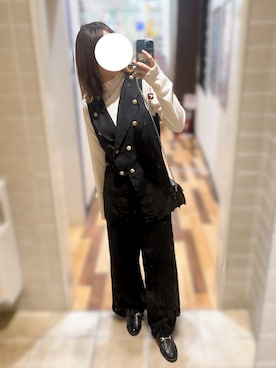 「TRUESelfのアイテム（パンツ、ブラック系）」を使った、りぃむさん（レディース・160cm）の春コーディネート