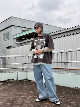 「アイテム（ニットキャップ/ビーニー、グレー系）」を使った、クリパン7.12さん（メンズ・169cm）の秋コーディネート